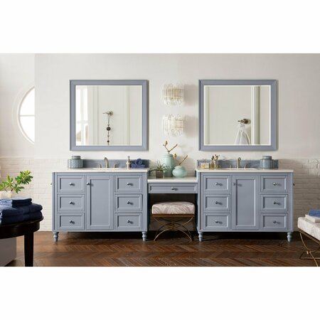 James Martin Vanities Copper Cove Encore 122in Double Vanity Set, Silver Gray w/ 3 CM White Zeus Quartz Top 301-V122-SL-DU-3WZ